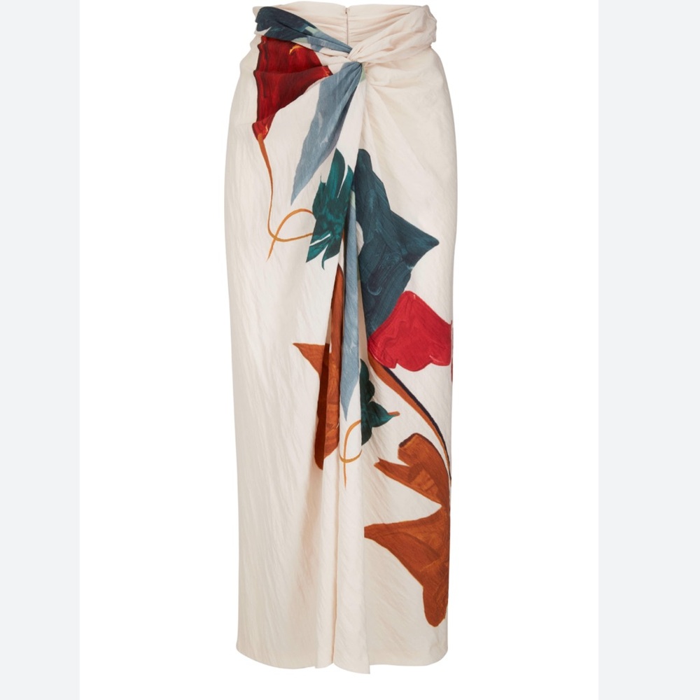 Women's Cream Floral Wrap Maxi Skirt
